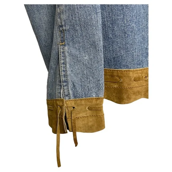 Brandon Thomas Woman’s Lightweight Blue Jean/Suede Jacket Size Medium - Picture 2 of 8